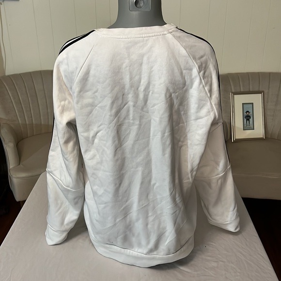 Adidas White Sweatshirt with Black Stripes in Size Large - Picture 2 of 10